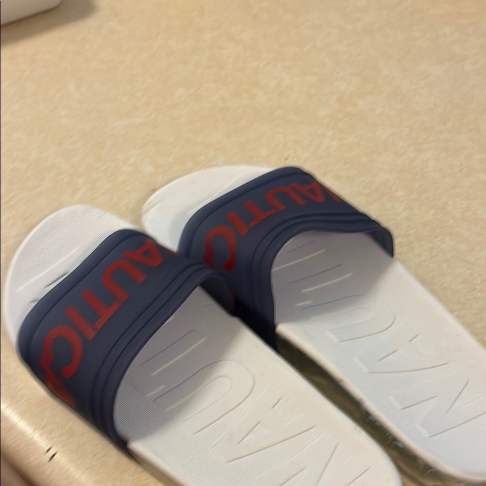 Nautica Navy and White Slide Sandals